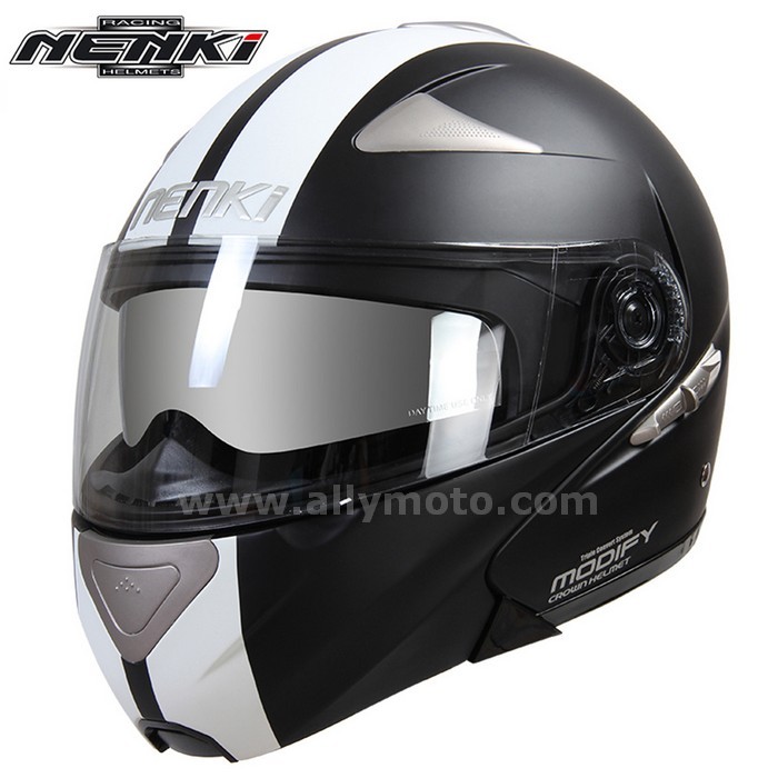 129 Nenki Men Women Full Face Racing Helmet Street Motorbike Modular Flip Up Dual Visor Sun Shield Lens Dot@6
